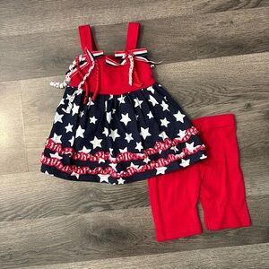 Blueberi Boulevard Baby Girl 4th of July Memorial Day Stars outfit 9m
